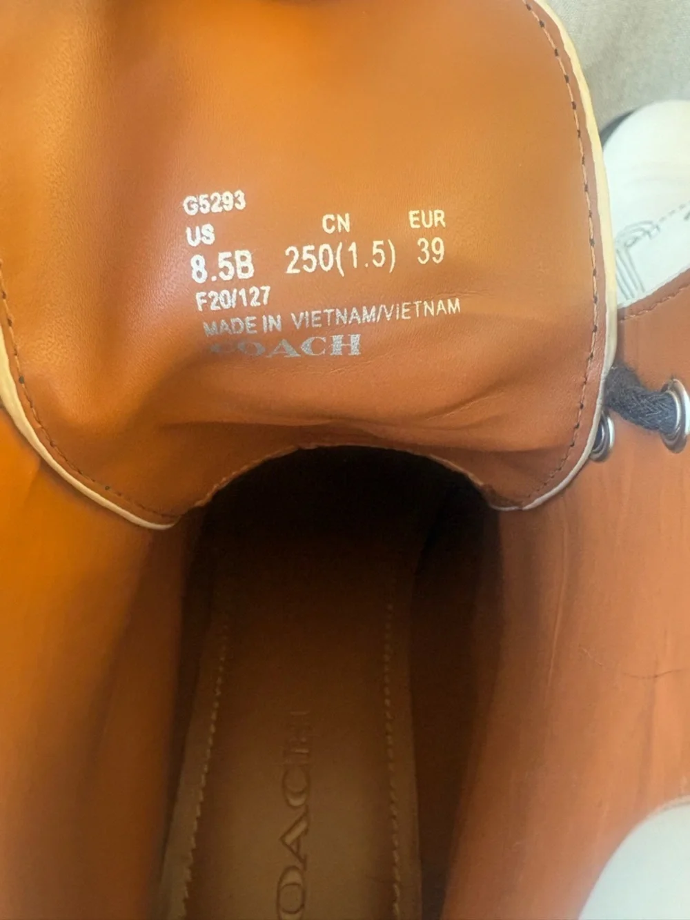 Coach White Leather Combat Boots with Black Laces - Picture 16 of 16